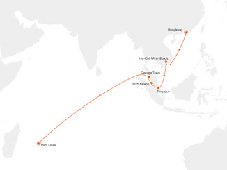 Reiseroute mit MS EUROPA 2 von Hongkong nach Port Louis