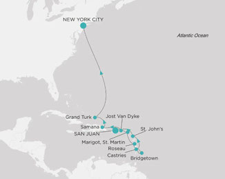 Reiseroute mit Crystal Symphony von San Juan nach New York City