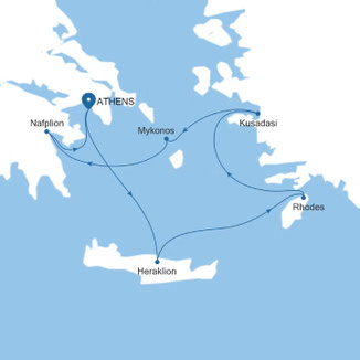Reiseroute mit Silver Nova von Piräus nach Piräus