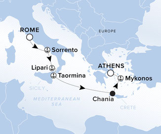 Reiseroute Rom nach Athen