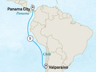 Reiseroute mit Scenic Eclipse von Panama City nach Santiago