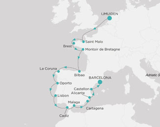Reiseroute Ijmuiden nach Barcelona