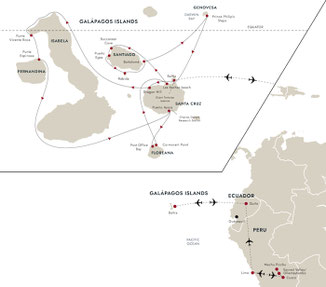 Reiseroute der MS Santa Cruz von Lima nach Quito