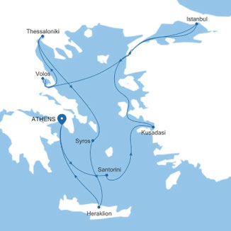 Reiseroute mit Silver Nova von Piräus nach Piräus