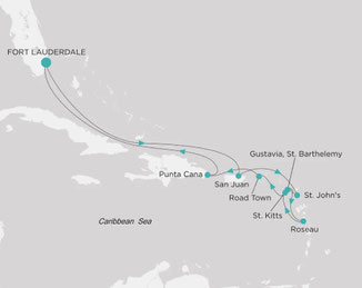 Reiseroute mit Crystal Symphony von Fort Lauderdale nach Fort Lauderdale
