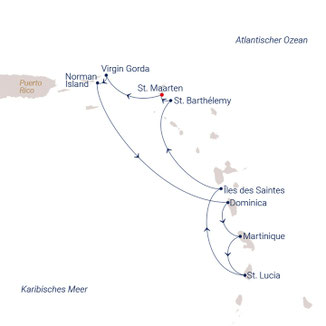 Reiseroute von Philipsburg St. Maarten nach Philipsburg St. Maarten mit Sea Cloud Spirit