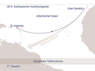 Reiseroute mit Sea Cloud Spirit von Las Palmas nach Phillipsburg