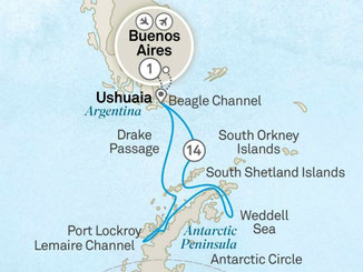 Routenkarte von Buenos Aires nach Buenos Aires mit Scenic Eclipse