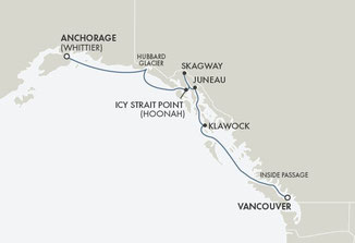 Reiseroute Explorer Vancouver nach Whittier