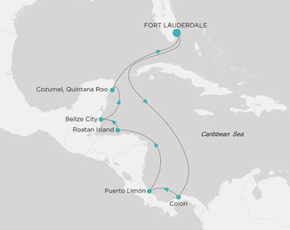 Reiseroute mit Crystal Symphony von Fort Lauderdale nach Fort Lauderdale