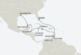 Routenkarte Miami nach Houston mit Seven Seas Splendor
