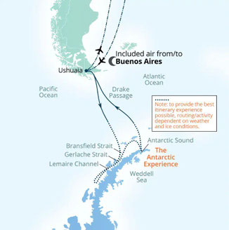Routenkarte von Buenos Aires nach Buenos Aires mit Seabourn Pursuit
