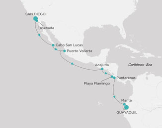 Reiseroute mit Crystal Symphony von San Diego nach Guayaquil