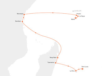 Reiseroute mit MS EUROPA 2 von Port Louis nach Mahé