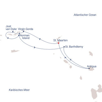 Reiseroute von Philipsburg St. Maarten nach Philipsburg St. Maarten mit Sea Cloud Spirit