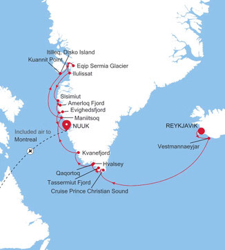 Routenkarte: Arktis Expedition mit Silver Wind im Juni 2026