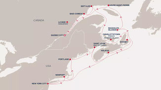 Reiseroute mit EXPLORA III von Quebec City nach Quebec City