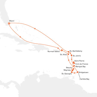 Routenkarte von Miami nach Miami mit MS EUROPA