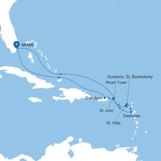 Reiseroute mit Silver Ray von Miami nach Miami