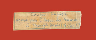 Lame avec papier collé mentionnant le don.
