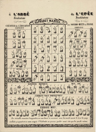 Feuille volante d’exercices utilisée dans l’enseignement des sourds-muets.              