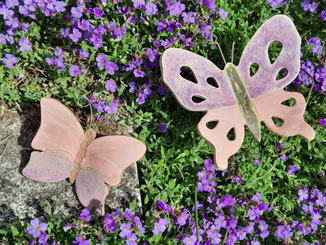 zwei Gartenstecker Schmetterlinge