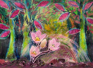Mystische Mixed Media Landschaft der Kuenstlerin Andrea Christiane Spring