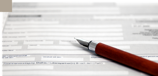 Vertrag zum Ausfüllen mit Füller in der Kanzlei Sibylle Unruh