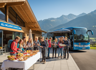 Klassenlager all inclusive, dabei erhält die Gruppe Unterkunft, Verpflegung, Programm und Reise von Erlebnisfahrten.