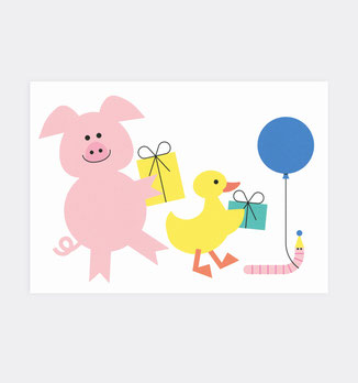 Postkarte Kinder Geburtstag . Julia Matzke . Illustration . Bilder für Kinder