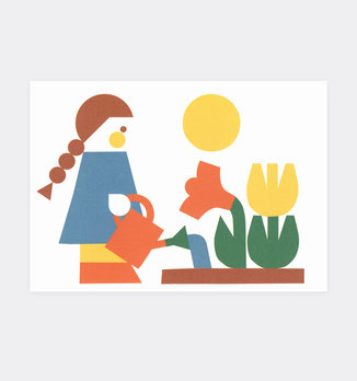Postkarte Kind Blumen für Kinder . Julia Matzke . Illustration . Bilder für Kinder