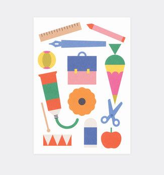 Postkarte Einschulung . Schulanfang . Schultüte . Julia Matzke . Illustration . Bilder für Kinder
