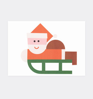 Postkarte Schlitten Weihnachtsmann . Weihnachten . . Julia Matzke . Illustration . Bilder für Kinder