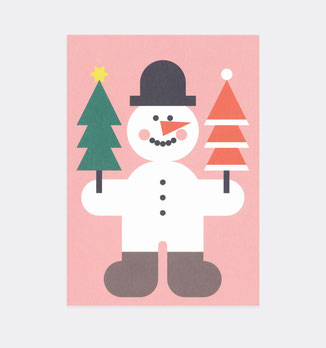 Postkarte Weihnachten Schneemann . Julia Matzke . Illustration . Bilder für Kinder