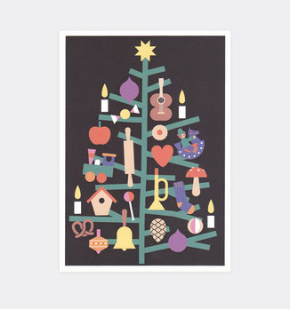 Postkarte Weihnachtsbaum . Julia Matzke . Illustration . Bilder für Kinder