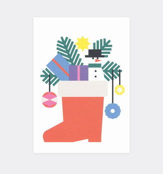 Postkarte Weihnachten . Stiefel . Nikolausstiefel  . Julia Matzke . Illustration . Bilder für Kinder