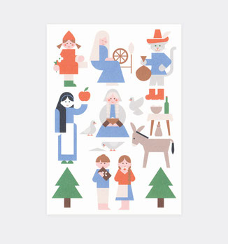 Postkarte Märchen . Schneewittchen . Aschenbrödel . Aschenputtel . Fairy Tale . Rotkäppchen . Hänsel und Gretel . Dornröschen . für Kinder . Julia Matzke . Illustration . Bilder für Kinder