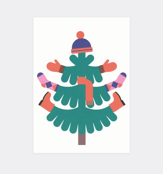 Postkarte Weihnachten . Weihnachtsbaum . Schultüte . Julia Matzke . Illustration . Bilder für Kinder