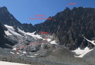 Mont Collon, SE-Sporn, Südostsporn, Eperon sudest, Arolla, Refuge des Bouquetins
