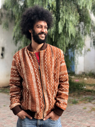 mud cloth jacket - bomber en Bogolan du Mali; handmade jacket