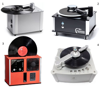 (1) Pro-Ject VC-E2 - (2) Nessie Vinylcleaner - (3) Gläss Audio Desk - (4) Clearaudio Double Matrix Professional Sonic