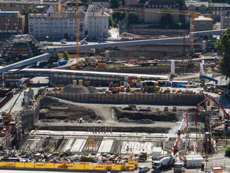 Blick auf die Baustelle des Tiefbahnhofs des Bahn-Großprojekts Stuttgart 21. Foto: Silas Stein