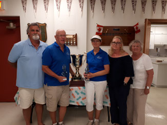 Photo of tournament winners with sponsors.