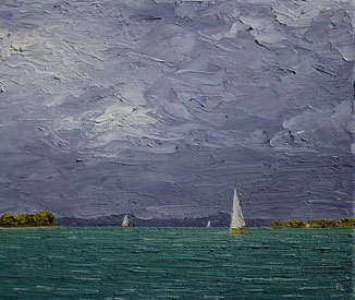 Gewitter über dem Untersee (Öl auf Leinwand 22 x 26 cm)