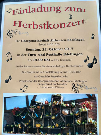 Herbstkonzert 2017 - Vorankündigung