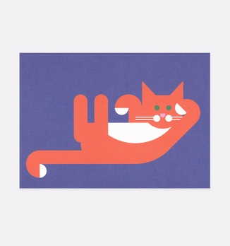 Postkarte Katze liegend für Kinder . Julia Matzke . Illustration . Bilder für Kinder