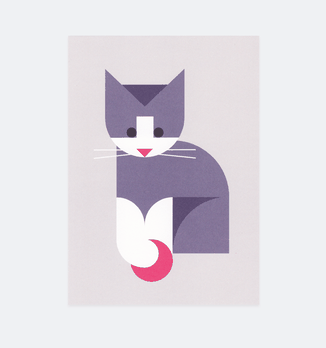 Postkarte Katze sitzend für Kinder . Julia Matzke . Illustration . Bilder für Kinder
