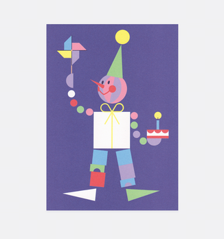 Postkarte Geburtstag Harlekin für Kinder . Julia Matzke . Illustration . Bilder für Kinder