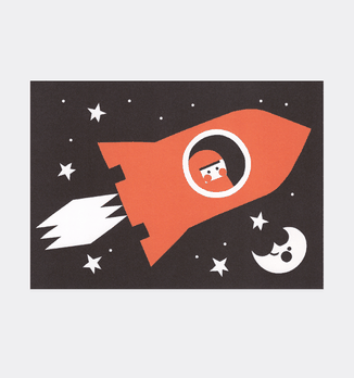 Postkarte Rakete / Weltraum für Kinder . Julia Matzke . Illustration . Bilder für Kinder