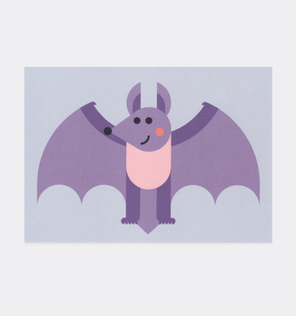 Postkarte Fledermaus Halloween für Kinder . Julia Matzke . Illustration . Bilder für Kinder